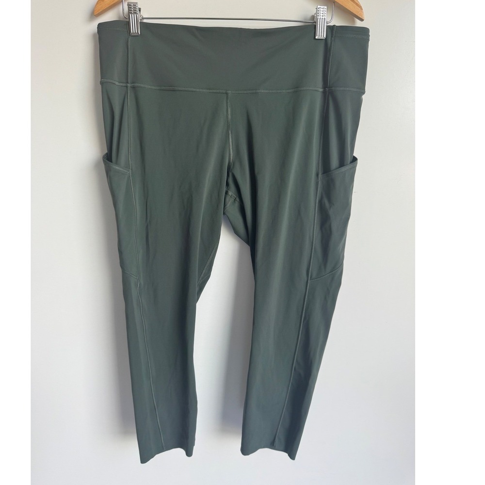 Lululemon Fast and Free High-Rise Crop II 23 Spruce Green W6BCXS Leggings sz 16